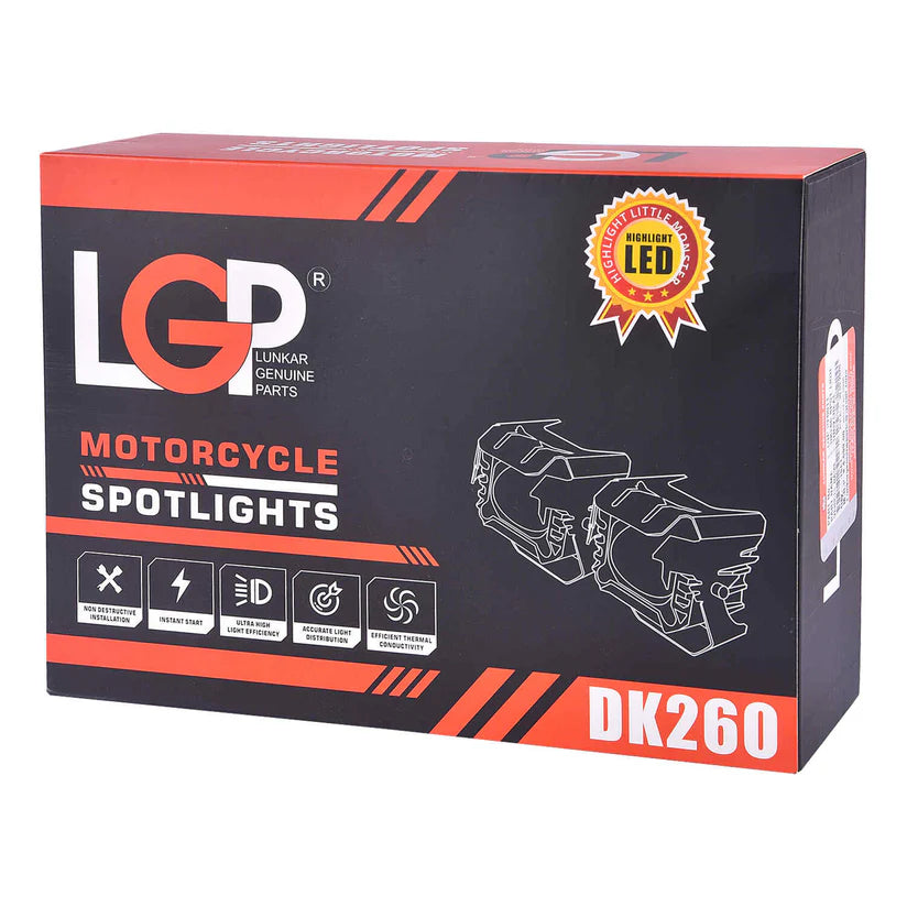 FOG LAMP DK260 WITH WIRING HARNESS AND WIRELESS SWITCH FOR ALL BIKES