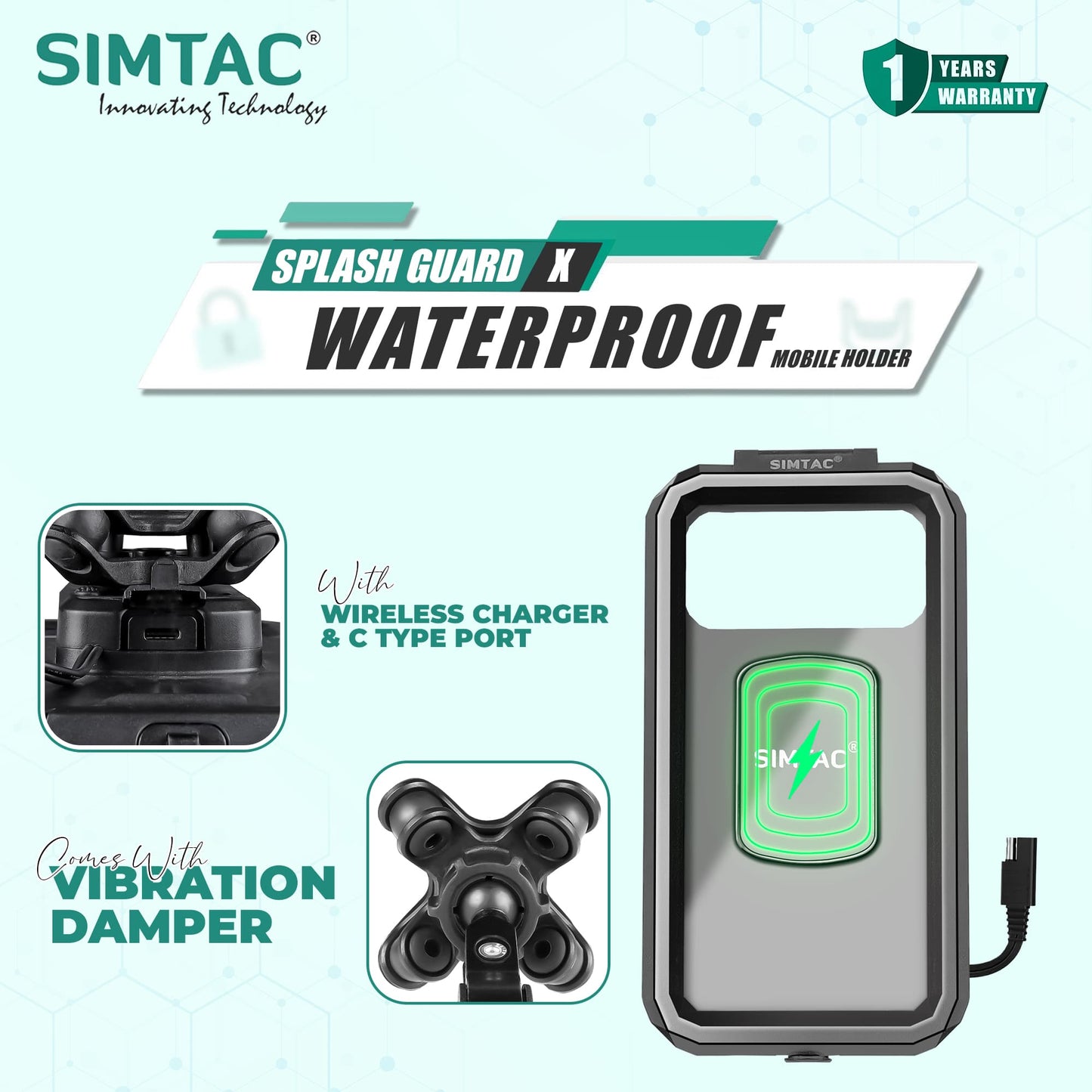 SIMTAC SPLASH X WATERPROOF AND WIRELESS CHARGER