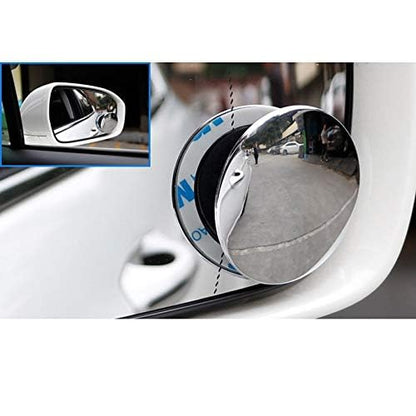 360 Degree Car Wide Angle Round Convex Blind Spot rear Mirror for Bikes/Motorcycle/Cars (Set of 2, 3R-057)
