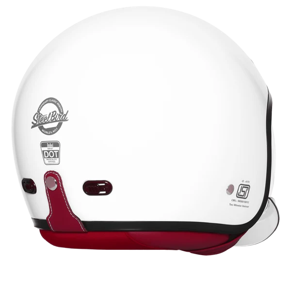 STEELBIRD SBH-67 VINTAGE DOT 5.O HELMET - GLOSSY WHITE