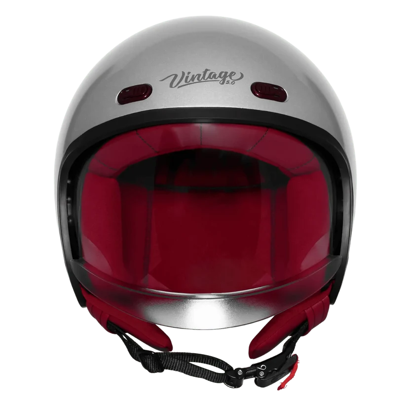 STEELBIRD SBH-67 VINTAGE DOT 5.O HELMET - GLOSSY SILVER