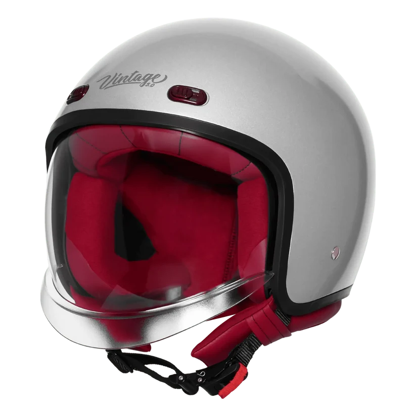 STEELBIRD SBH-67 VINTAGE DOT 5.O HELMET - GLOSSY SILVER