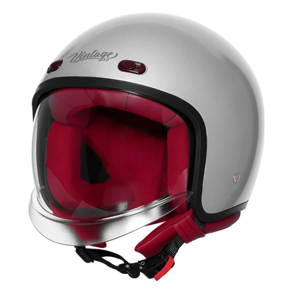 STEELBIRD SBH-67 VINTAGE DOT 5.O HELMET - GLOSSY SILVER