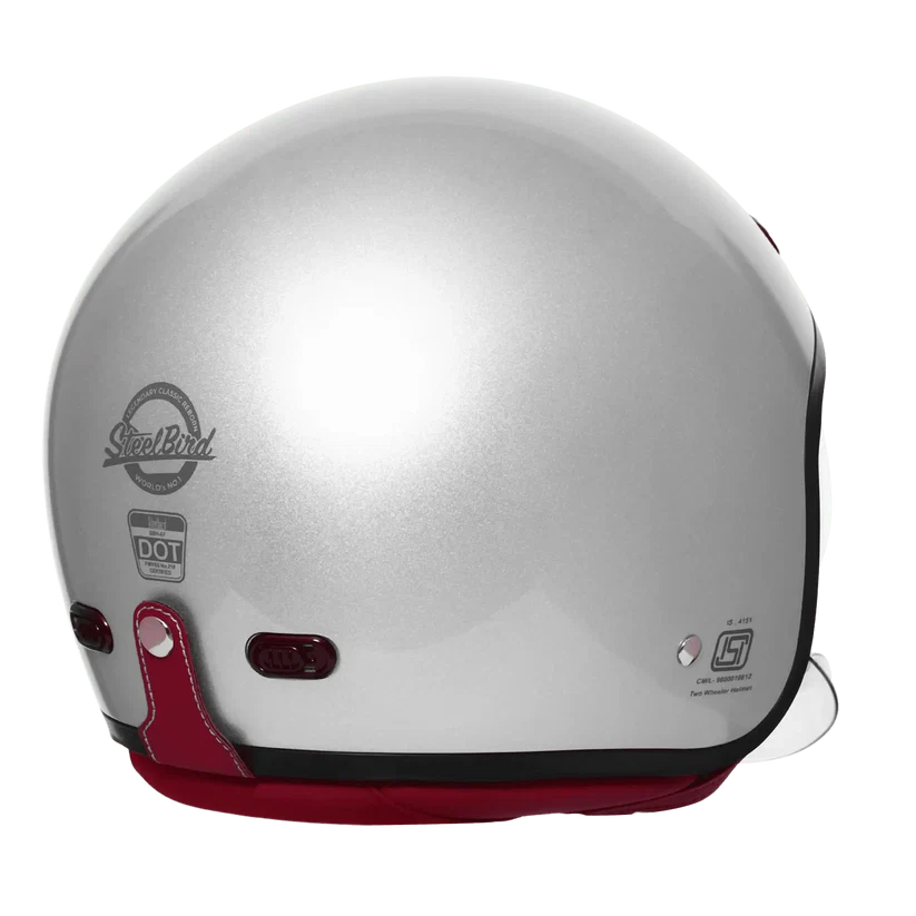 STEELBIRD SBH-67 VINTAGE DOT 5.O HELMET - GLOSSY SILVER