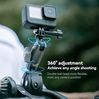 CAPLOCK CAMERA CLAMP HANDLEBAR BIKE MOUNT 360° DOUBLE BALLHEAD MAGIC ARM