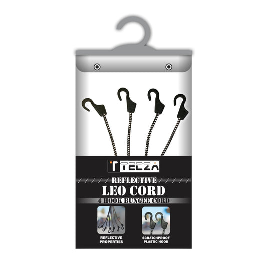 LEO CORD 4 HOOK BUNGEE CORD (REFLACTIVE)