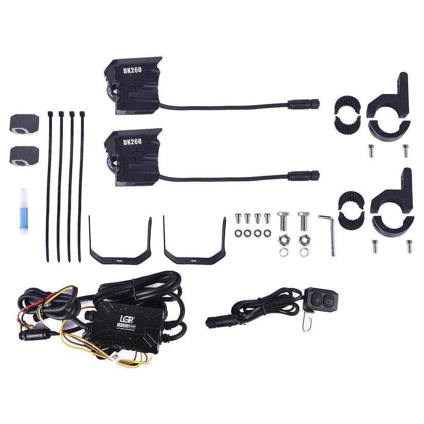 FOG LAMP DK260 WITH WIRING HARNESS AND WIRELESS SWITCH FOR ALL BIKES