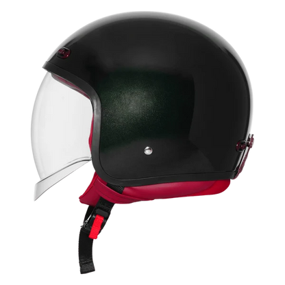 STEELBIRD SBH-67 VINTAGE DOT 5.O HELMET - GLOSSY EXOTIC GREEN